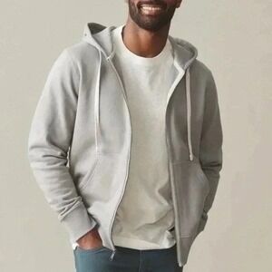 American Giant Hoodie Mens Small Gray Logo Fleece Lined Cotton Kangaroo Pocket
